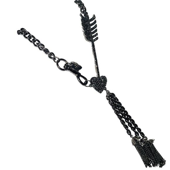 Betsey Johnson Icy Crystal Heart Cupid Arrow Long Chain Necklace 20" Layered - Picture 6 of 11